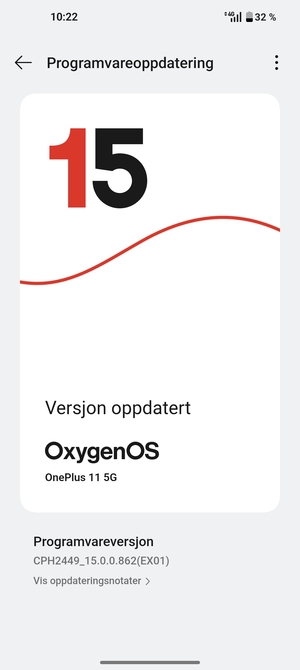 Hvis telefonen din er oppdatert, vil du se følgende skjermbilde