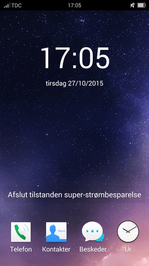 For at deaktivere Super-strømbesparelse, vælg Afslut tilstanden super-strømbesparelse