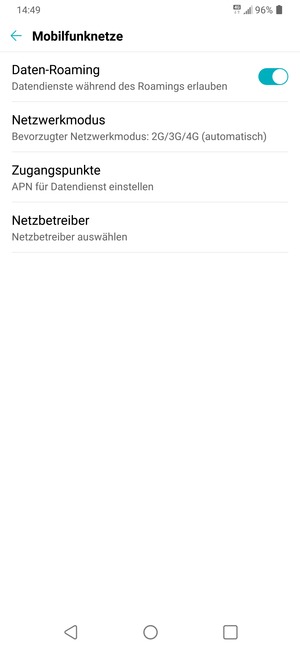 Schalten Sie Daten-Roaming an oder aus