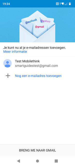 Selecteer BRENG ME NAAR GMAIL