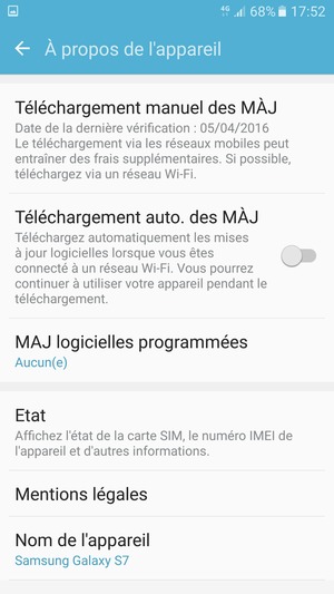 Sélectionnez Téléchargement manuel des MÀJ