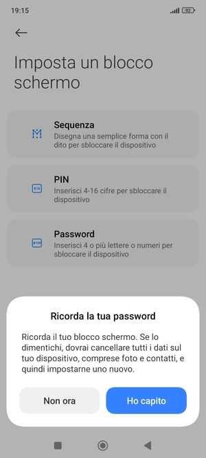 Seleziona Ho capito