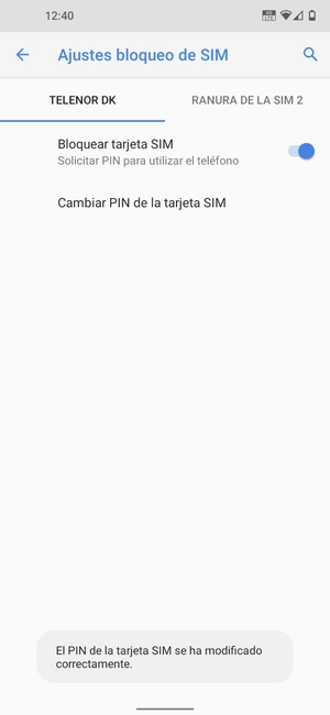 Su PIN de tarjeta SIM ha sido cambiado