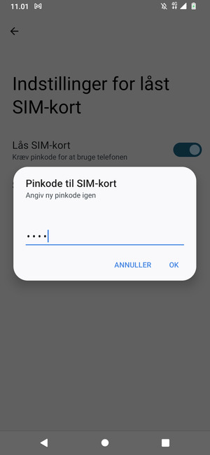 Bekræft din nye Pinkode til SIM-kort og vælg OK