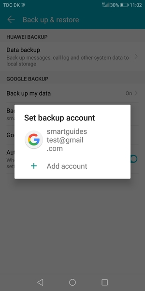 Select your backup account