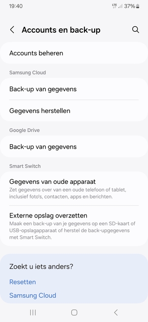 Selecteer Accounts beheren
