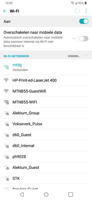 U bent nu verbonden met het WiFi-netwerk
