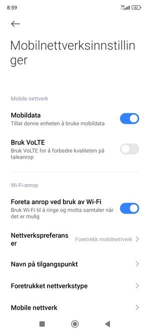 Velg Navn på tilgangspunkt