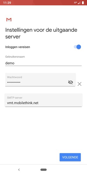 Voer Uitgaand serveradres in