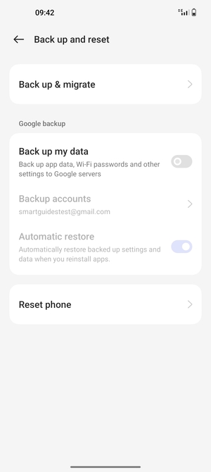 Turn on Back up my data