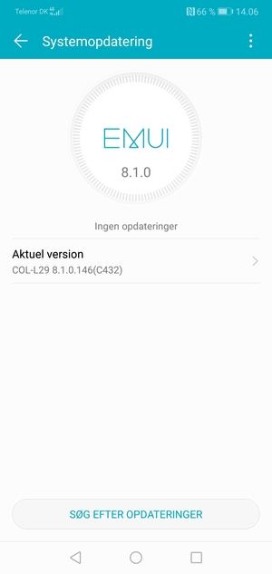 Hvis din telefon er opdateret, vil du se følgende skærmbillede
