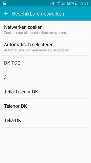 Selecteer een netwerkoperator uit de lijst