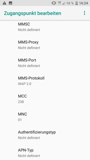 Scrollen Sie nach unten und geben Sie Internetinformationen ein