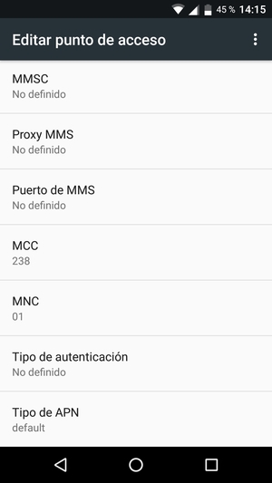 Desplácese hacia abajo e introduzca la información MMS