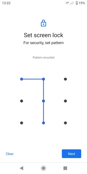 Draw an unlock pattern and select Next