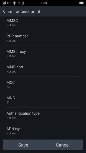 Scroll down and enter MMS information