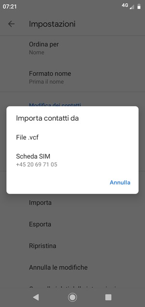 Seleziona Scheda SIM