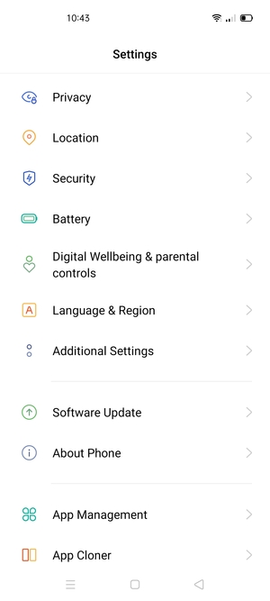 Scroll to and select Software Update