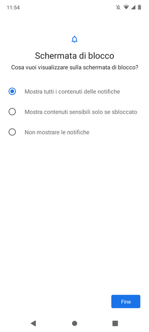 Seleziona la tua opzione preferita e poi Fine