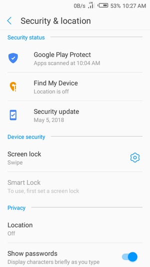 Select Screen lock
