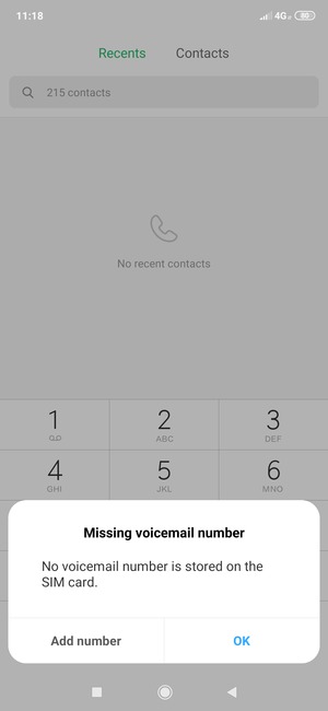 If your voicemail is not set up, select Add number