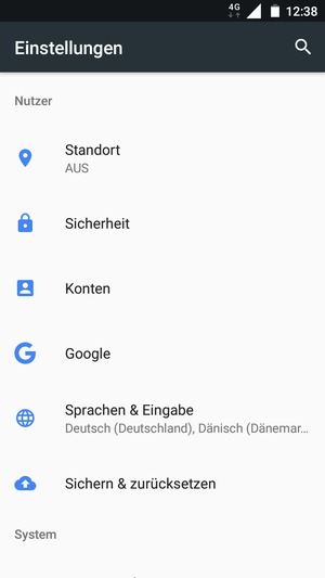 Scrollen Sie und wählen Sie Sicherheit