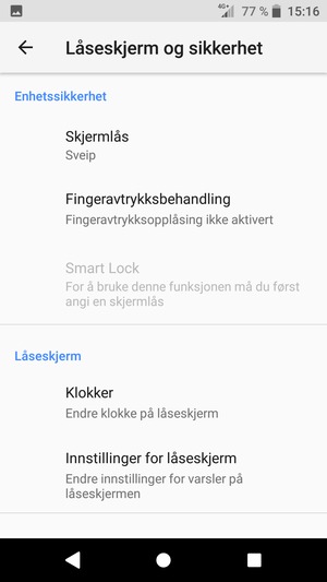 Velg Skjermlås