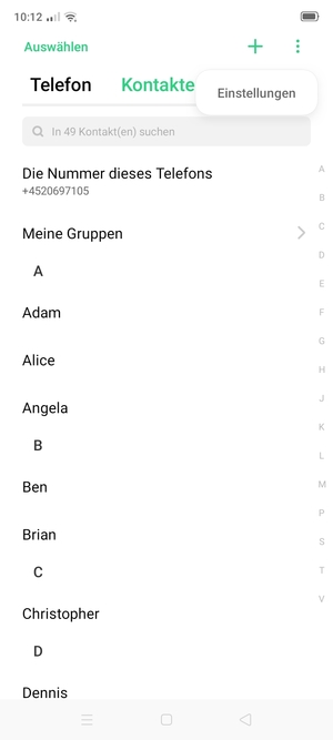 Wählen Sie Einstellungen
