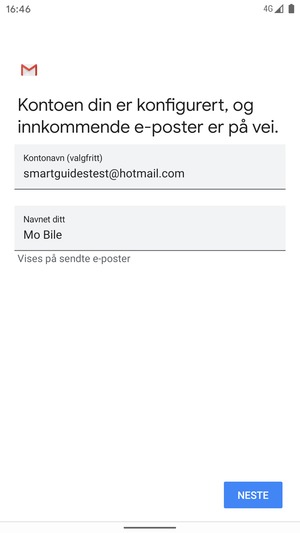Gi kontoen din et navn, og skriv inn navnet ditt. Velg NESTE