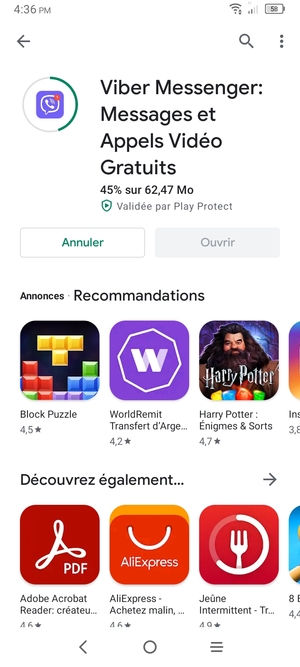 Veuillez attendre la fin de la procédure d'installation