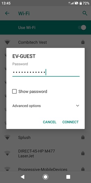 Enter the Wi-Fi password and select CONNECT
