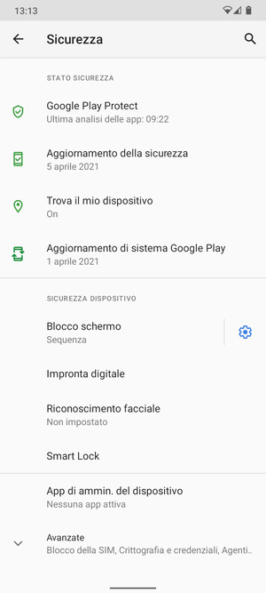 Il tuo telefono è ora protetto dal blocco schermo