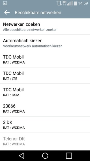 Selecteer een netwerkoperator uit de lijst