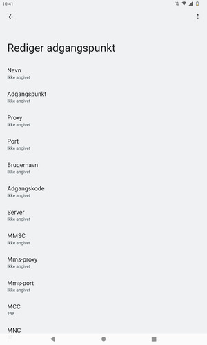 Indtast internet-oplysninger