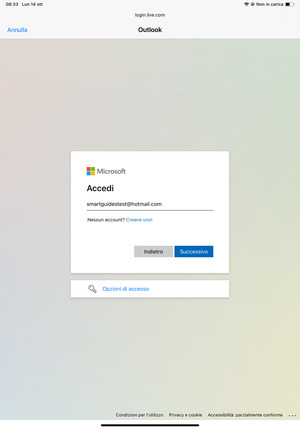 Inserisci Indirizzo email e seleziona Successivo