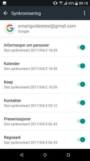 Forsikre deg om at Kontakter er valgt
