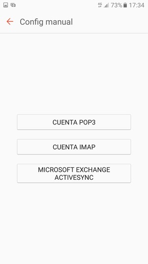 Seleccione CUENTA POP3 o CUENTA IMAP