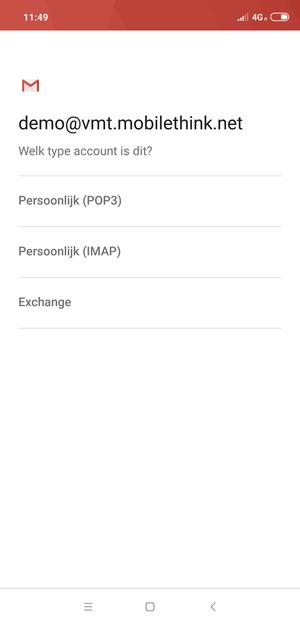 Selecteer Persoonlijk (POP3) of Persoonlijk (IMAP)