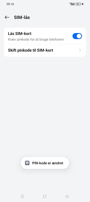 Din PIN-kode er nu ændret