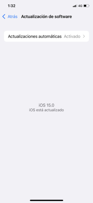 Si su iPhone está actualizado, verá la siguiente pantalla.