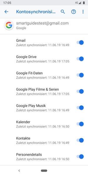 Stellen Sie sicher, dass Kontakte ausgewählt ist