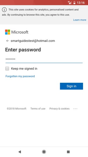 Enter your password and select Sign in