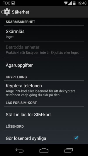 Välj Skärmlås