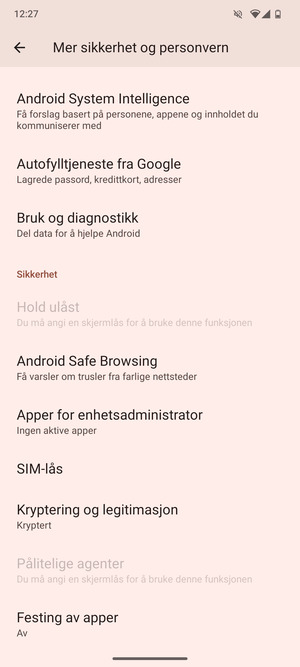 Bla til og velg SIM-lås