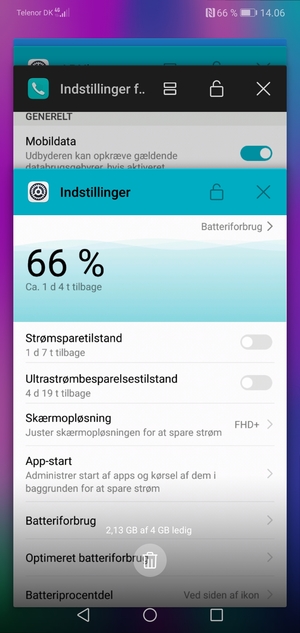 Vælg Slet-ikonet for at lukke alle åbne apps