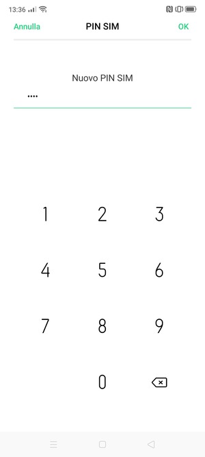 Inserisci Nuovo PIN scheda SIM e seleziona OK