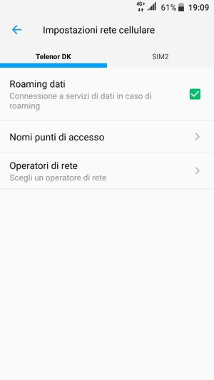 Attiva o disattiva Roaming dati
