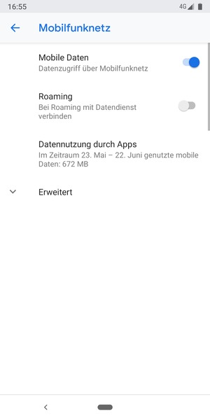 Um das Netzwerk zu wechseln, falls Probleme auftreten, wählen Sie Erweitert