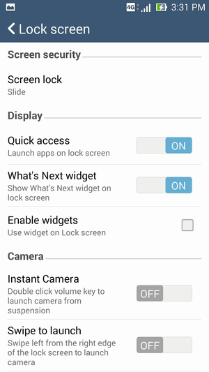 Select Screen lock