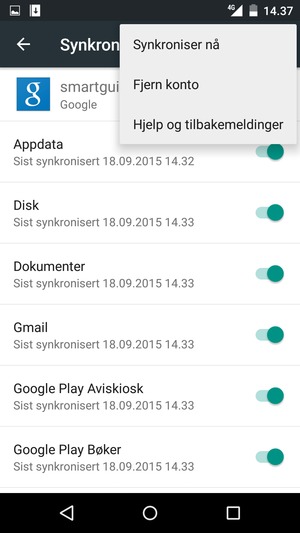 Velg Synkroniser nå